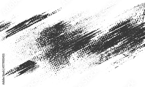 Rough black brush texture with distressed grunge effect, Hand drawn brush stroke texture with black grunge scratches