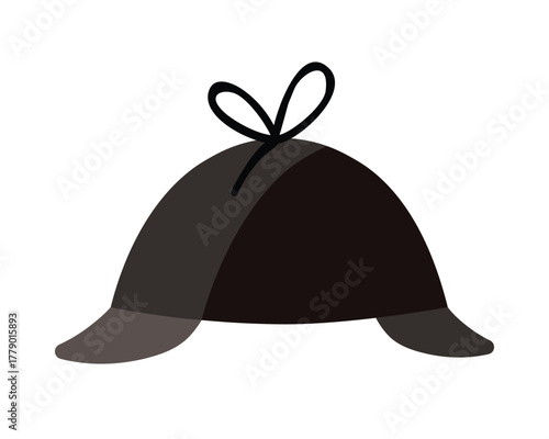Iconic British deerstalker detective hat isolated on white background for mystery and history themes vector illustration