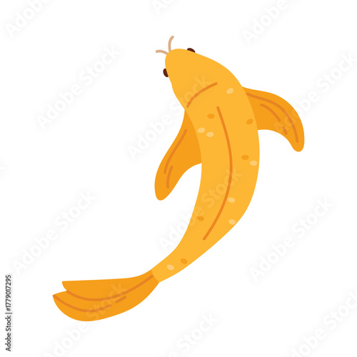 Bright golden koi fish isolated on white background, symbolizing luck and prosperity vector illustration