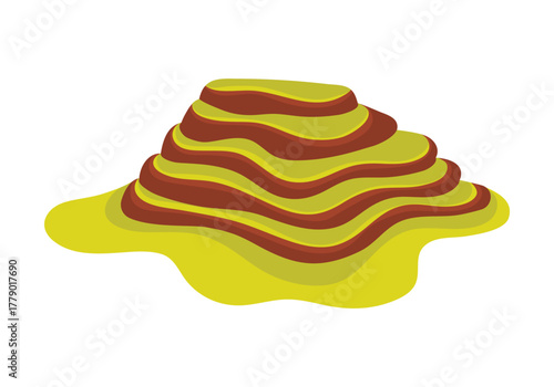 Colorful isolated terraced rice field inspired by China, stylized for educational and travel purposes vector illustration