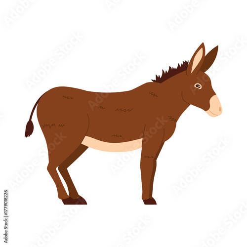 Brown Cyprus donkey standing on white background, isolated for educational or cultural use vector illustration