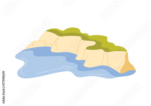 Simple isolated island map with coastline and green land for educational or travel use vector illustration
