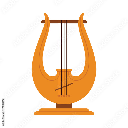 Traditional Cyprus lyre instrument isolated on white background for history and culture concepts vector illustration