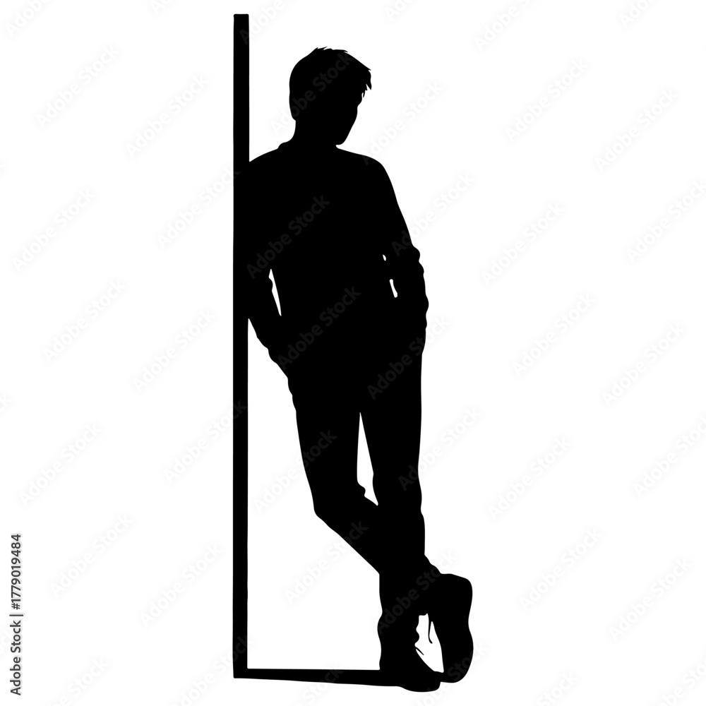 custom made wallpaper toronto digitalSilhouette of a young man leaning against a wall with crossed legs and hands in pockets