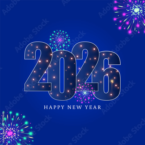 Vector illustration of Happy New Year 2026 social media template