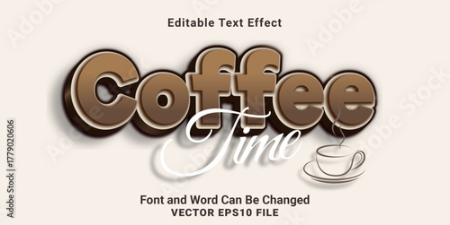 3d editable coffee time lowercase text effect