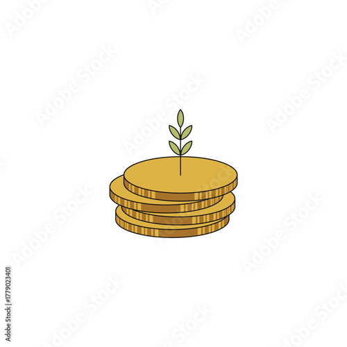 Coin plant investment vector logo design