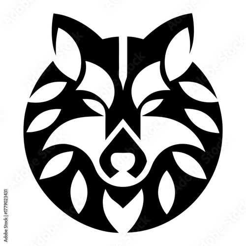 Artistic wolf illustration logo, creative combination of abstract lines and geometric shapes