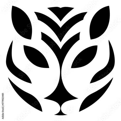 Minimalist tiger head silhouette, expressing powerful wildness and elegant design