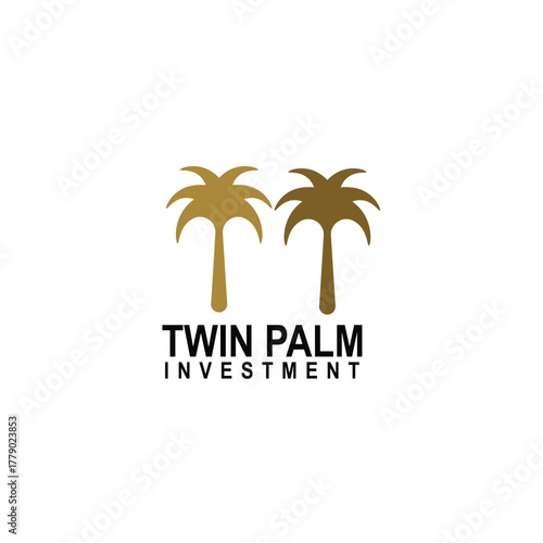 Twin palm coconut tree logo design