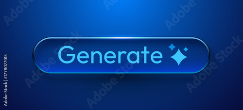 Blue glossy Generate button for AI and technology.