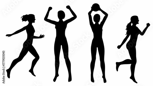 Empowered women silhouettes showcase health and fitness, embodying strength, energy, and active lifestyles for wellness and sports campaigns