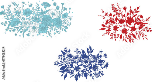 This arrangement consists of light blue flowers, characterized by intricate and detailed patterns. The use of light blue evokes a sense of calmness