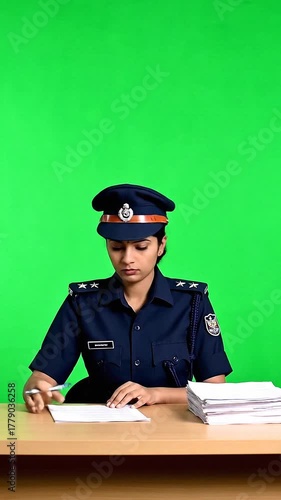 Police Writing Report in Office – Law Enforcement Documentation Stock Footage