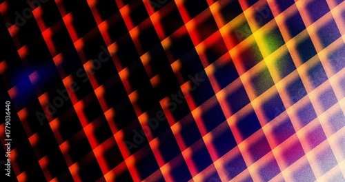 Fotografie Surreal portrait masked by intense orange and yellow rhomboid matrix