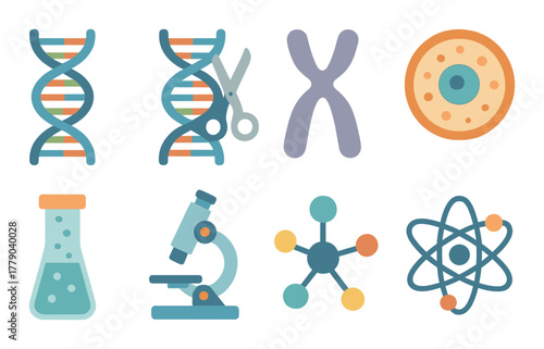 Abstract representation of genetic science and laboratory equipment