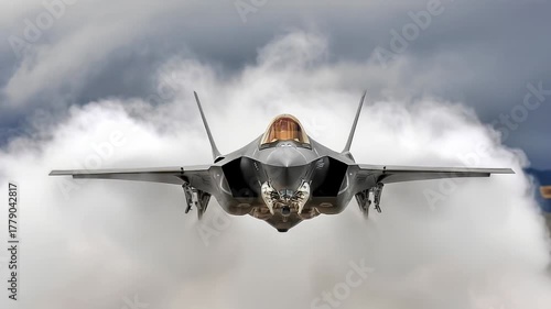 Jet soaring clouds on dynamic flight