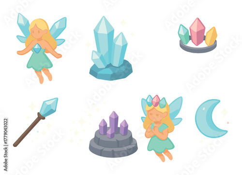 Magical fairies and crystals in a mystical fantasy world
