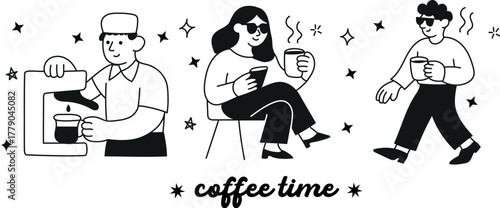Aesthetic line art collection with cafe drinks, pastries, and cozy vibes — perfect for social media and branding.
