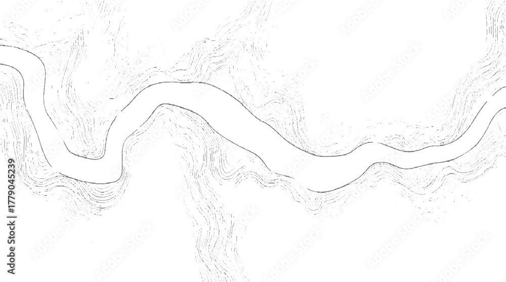 Fototapeta premium Winding river contour lines with textured banks water
