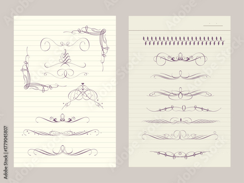 シンプルな線の飾りバリエーション 装飾 モチーフ素材 ページのあしらい ノートの背景