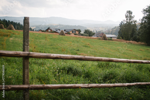 Vorohta Carpathian Mountains Landscape with Historic Viaduct and Traditional Wooden Architecture