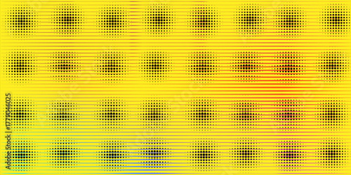 Set of halftone dots pattern texture isolated on yellow background. Dotted spots using halftone circle dot raster texture collection. Vector half tone collection.