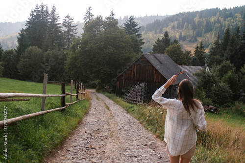 Vorohta Carpathian Mountains Landscape with Historic Viaduct and Traditional Wooden Architecture