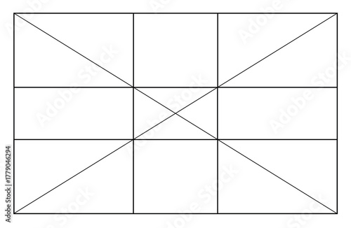 Three Quarters Photography composition rules colorful frame design template.