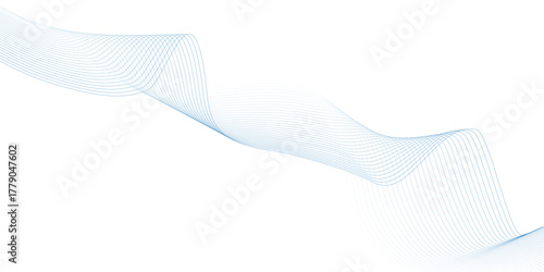 Abstract blue smooth wave on a white background. Dynamic sound wave. Design element. Vector illustration.	