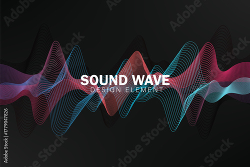 3d audio soundwave. Colorful music pulse oscillation