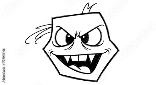 Cartoonish, Geometric Creature with a Mischievous Grin ready for Animation and Print