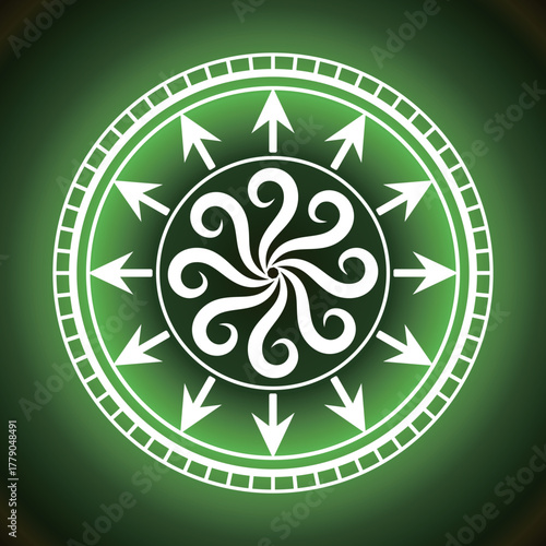 矢印と渦のダークな魔法陣　背景あり