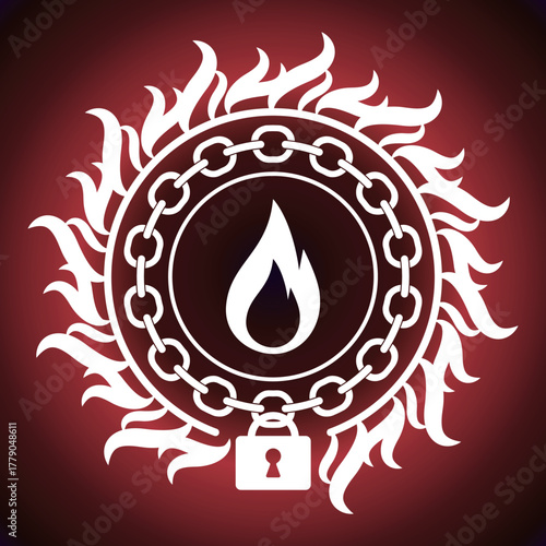 炎と鎖のダークな魔法陣　背景あり