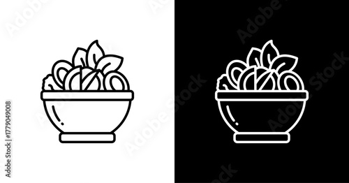 Salad Bowl  White Icon Set Design