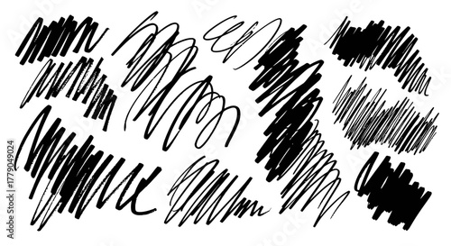 Monochrome scribbles and sketchy lines create a textured artistic background design