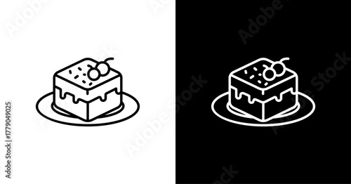 Chocolate Cake  White Icon Set Design