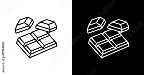 Chocolate Bar  White Icon Set Design
