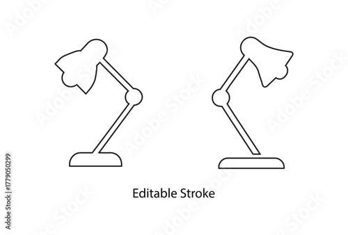 Table lamps editable stroke, bedside and desktop light vector line icon illustration