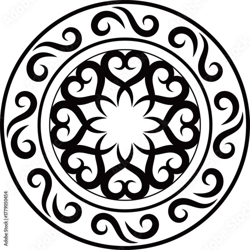 ハートと蔓草のダークな魔法陣　ブラック