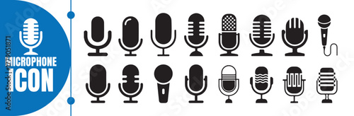 Various Microphone Icons - Professional Audio Equipment Set. audio illustration sign collection. mic symbol. Vector Illustration eps 10