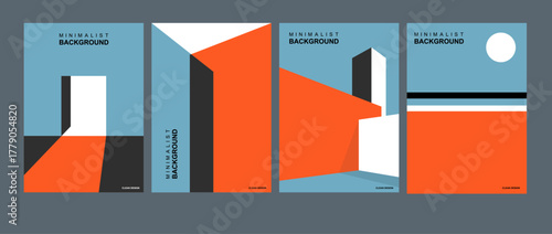 Geometric minimalism and abstraction. Minimalistic abstract geometric design for flyers, posters, brochure covers, backgrounds, wallpapers, typography or other printed products. Vector illustration