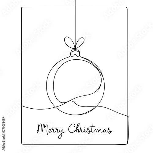 “Merry Christmas” pendant in a frame Christmas Ornaments outline / minimal linear vector thin line