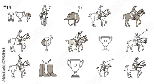 Equestrian polo sports equipment vector illustration showcases a sophisticated and dynamic outdoor