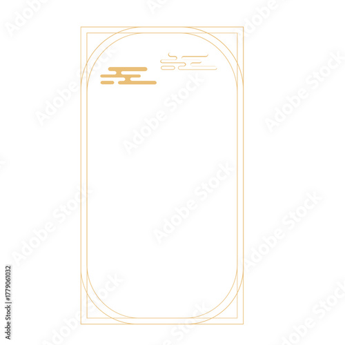 minimal mid autumn and Chinese New Year line frame with lanterns and Chinese clouds