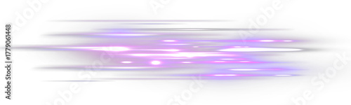 Glowing horizontal light streaks set, dynamic motion blur, luminous energy speed effect, futuristic abstract background