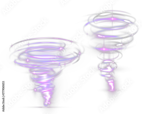 Abstract glowing tornado swirl, luminous spiral light effect, energy vortex motion, fantasy magic background