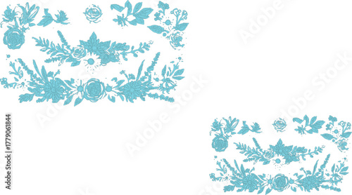 The image showcases  distinct sets of floral patterns arranged horizontally, creating a cohesive and visually appealing design.