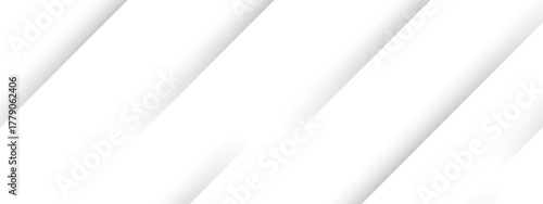 Minimalistic abstract background featuring diagonal white stripes with soft shadows with subtle gradients on a clean white surface. Sense of depth and smooth texture of geometric alignment