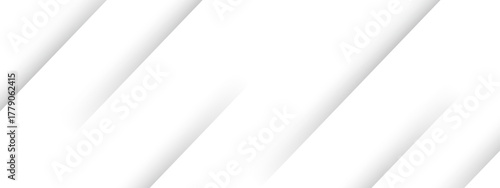 Minimalistic abstract background featuring diagonal white stripes with soft shadows with subtle gradients on a clean white surface. Sense of depth and smooth texture of geometric alignment